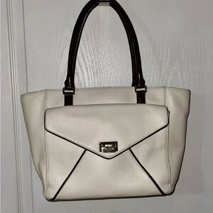 Michael Kors White and Brown Leather Tote